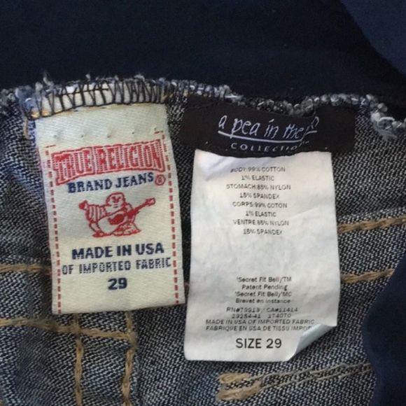 True Religion Full Panel Bootcut Maternity Jeans Blue Size 29 - Picture 8 of 9